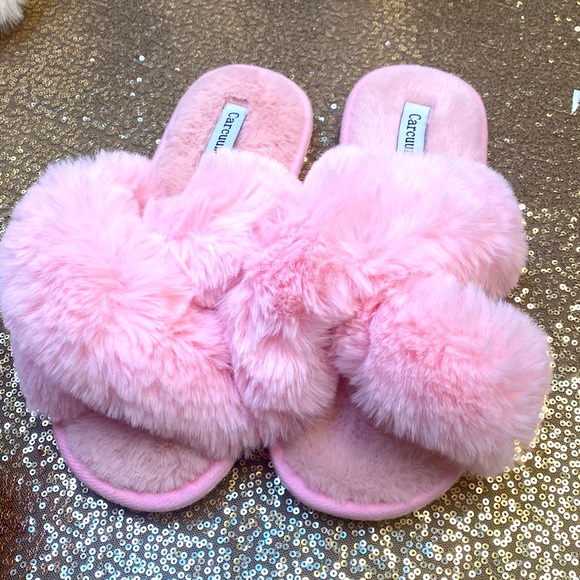 Shoes - Pink Fluffy Slippers - New with tags! Multiple sizes